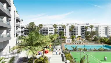 Ny udvikling i Mijas med boliger lejligheder og penthouses af 1, 2 og 3 soveværelser med terrasse, god orientering, garage og opbevaringsrum.